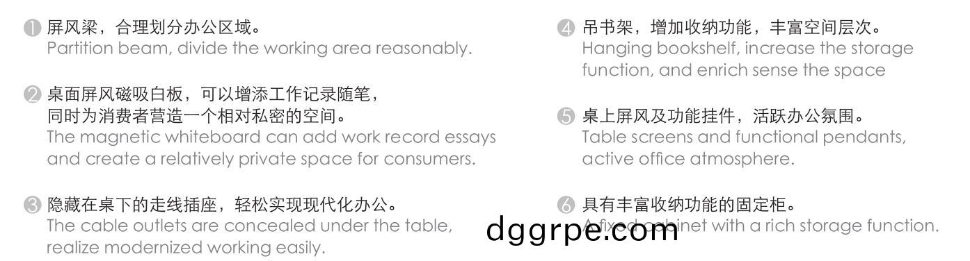 Thick&Thin系列凸字型4人位办公桌功能