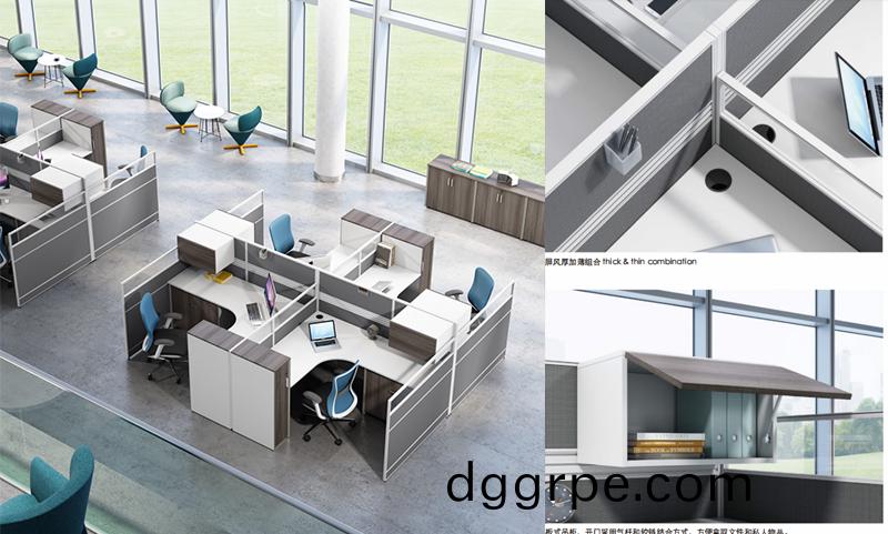 Thick&Thin系列十字型4人职员位办公桌