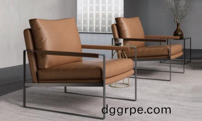 Yuch悦驰系列不锈钢扶手牛皮沙发单人位