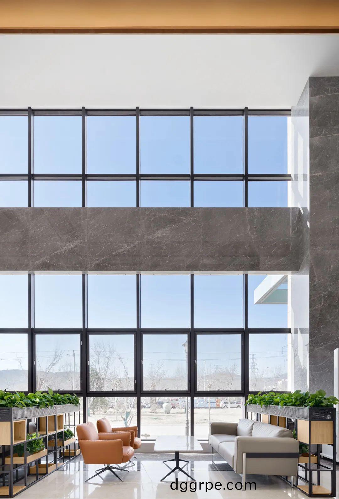 百洋医药集团办公楼家具配套之大堂装修设计